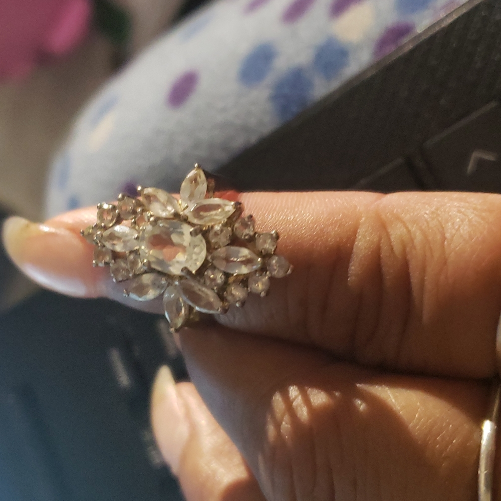 Sterling silver stamped clear  stones ring sz 6